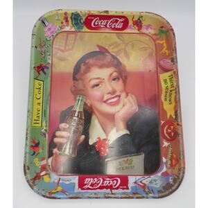 Vintage 1950s Coca Cola Menu Girl Serving Tray "Thirst Knows No Season" 13x10